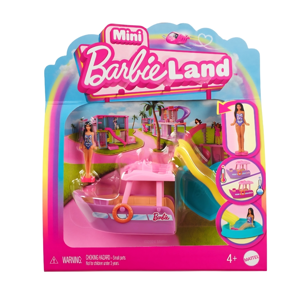 🐭♡Barbie Mini Playset Boat with Slide - Pink, Blue & Yellow